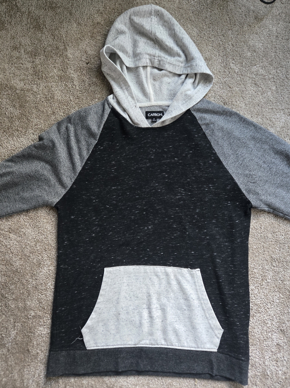 Carbon Hooded Raglan Sweater - Black & Light Gray
